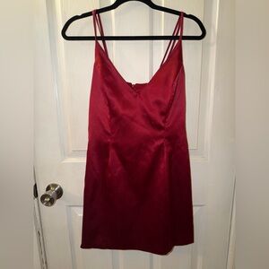 AKIRA Deep Red Satin Dress